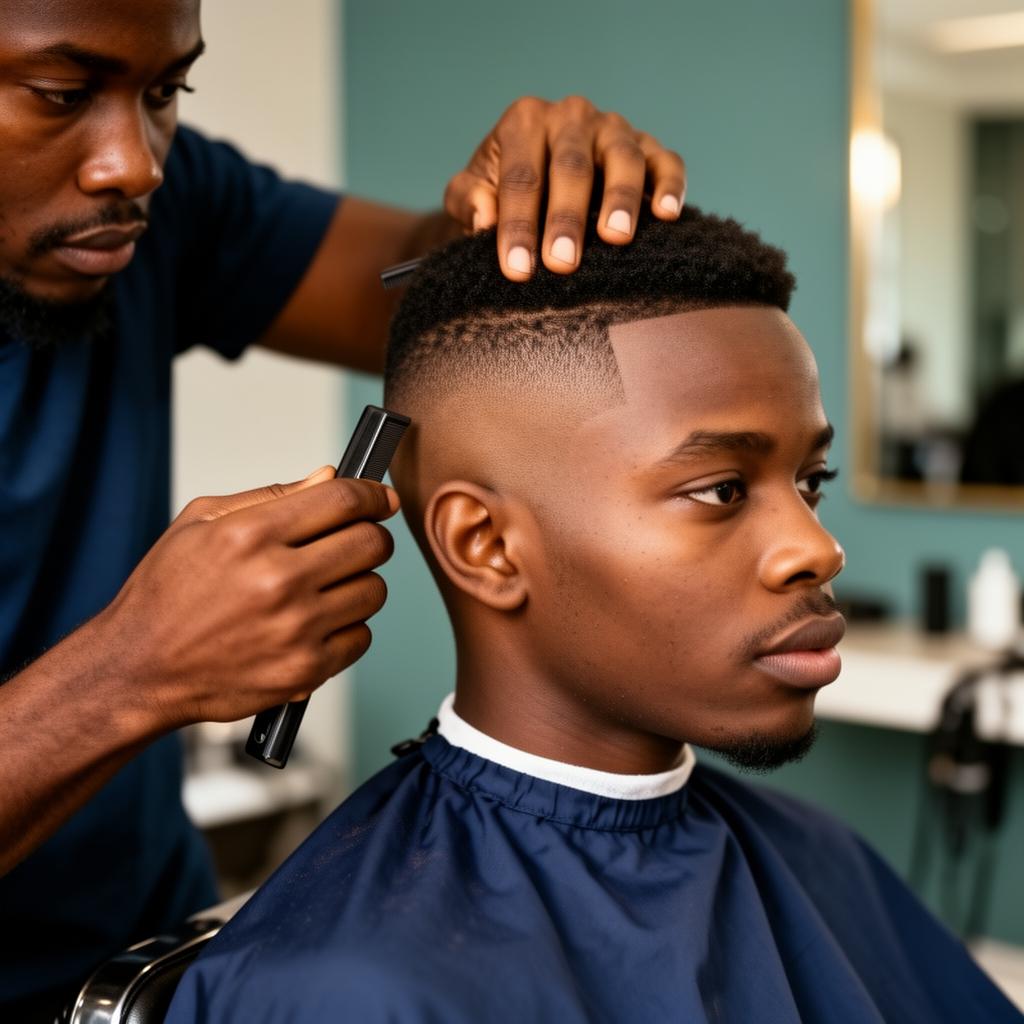 Barber giving a precision fade
